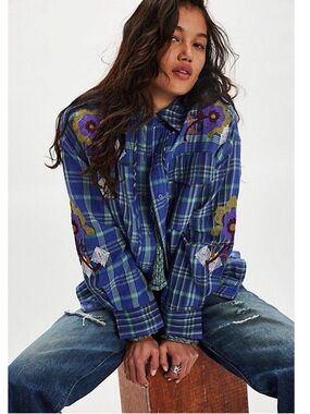 We The Free Embroidered Sashiko Shirtr